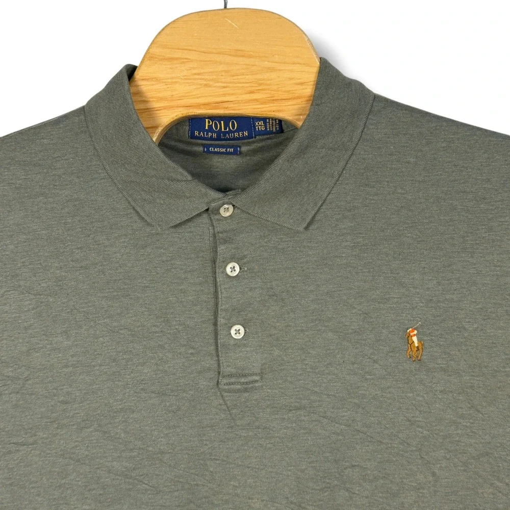 Polo Ralph Lauren Polo Shirt Men XXL Olive Green Classic Fit Cotton Short Sleeve